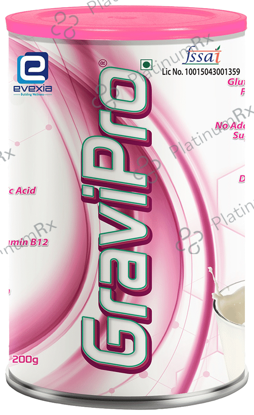 Evexia GraviPro with DHA, Iron & Folic Acid for Nutrition during Pregnancy Flavour Vanilla Powder 200gm