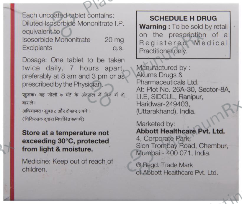 Ismo 20mg Tablet 30s