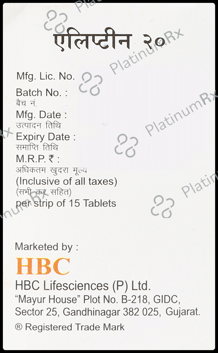 Eliptin 20mg Tablet 15s