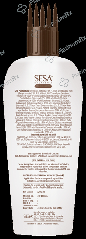Sesa Strong Roots Ayurvedic Hair Oil 200ml