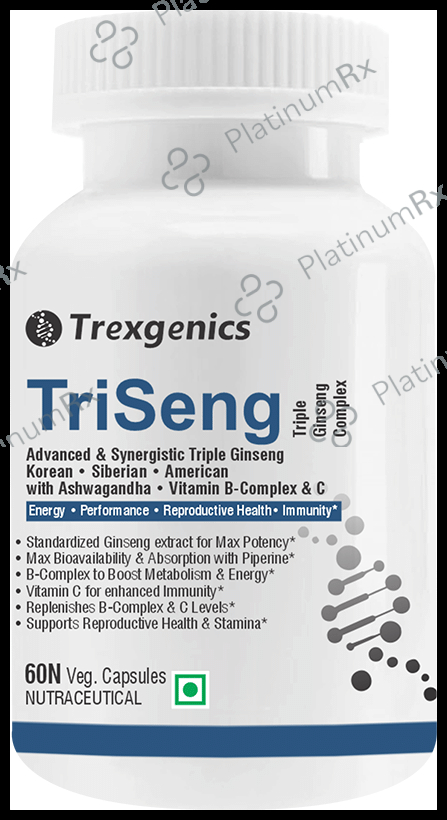 Trexgenics TriSeng Triple Ginseng B-Complex Veg Capsule
