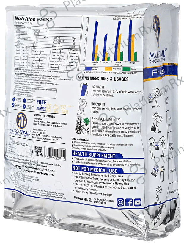 Muscle Trail Pro Series 100% Natural Whey Protein Powder Chocolate