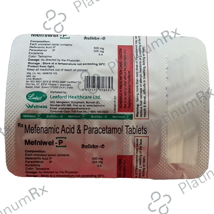 Mefniwel P 500mg/325mg Tablet