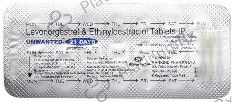 Unwanted 21 Days 0.035/0.15mg Tablet 21s
