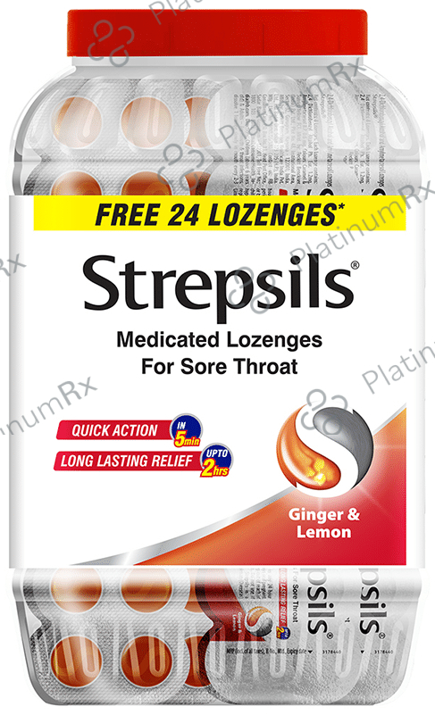 Strepsils Medicated Throat Lozenges - For Sore Throat - Flavour Ginger & Lemon 224 lozenges