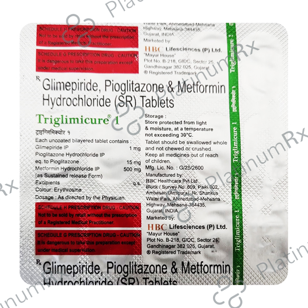 Triglimicure 1/500/15mg Tablet 15s