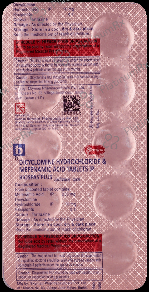 Biospas Plus 10mg/250mg Tablet