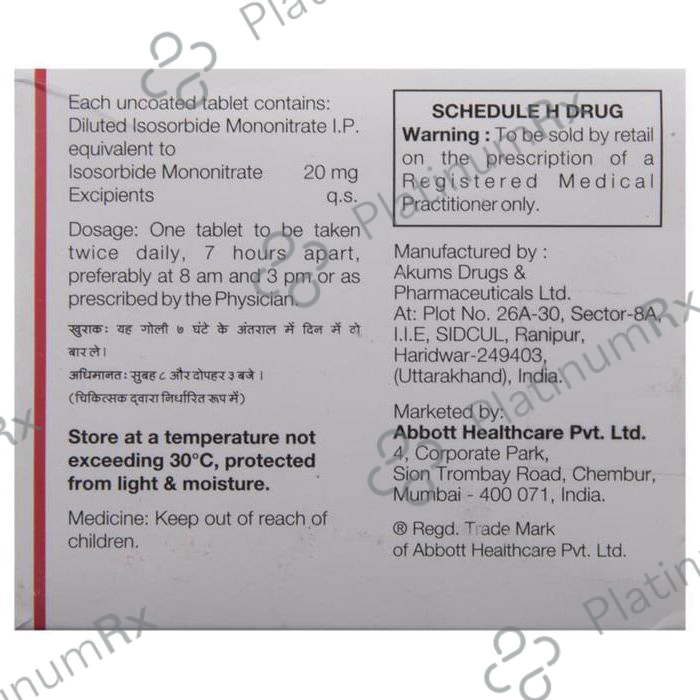 Ismo 20mg Tablet 30s
