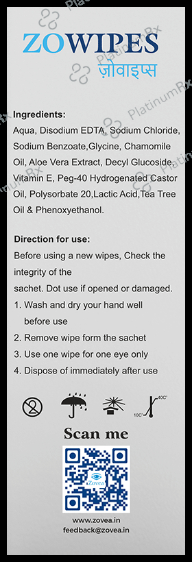 Zowipes Premium Sterile Eye Wipes 15cm x 15cm