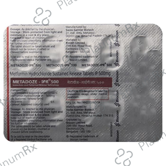 Metadoze IPR SR 500mg Tablet 10s