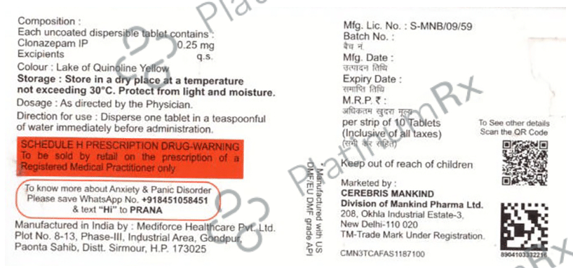 Clonabris 0.25 Tablet DT