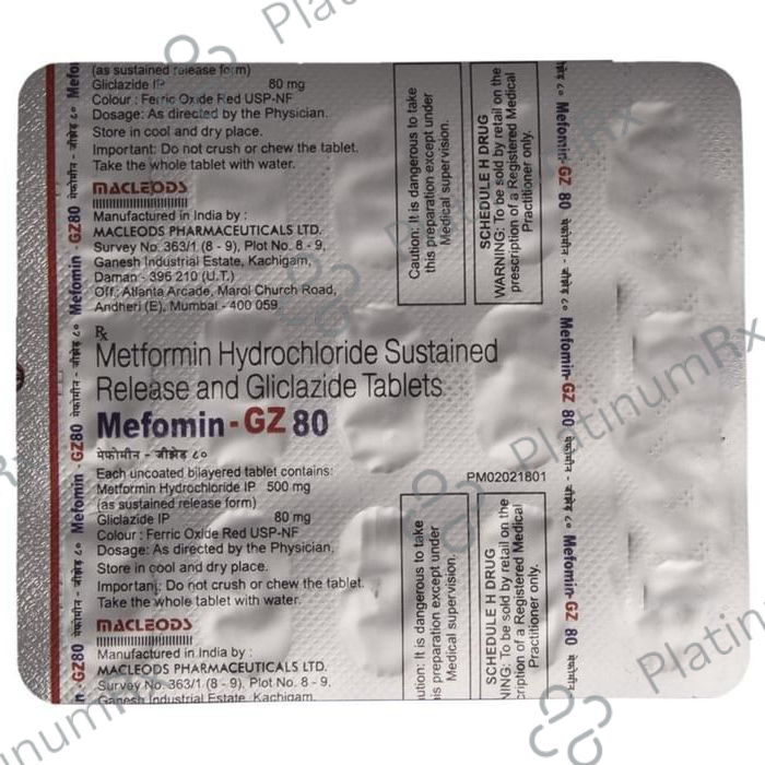 Mefomin GZ 80/500mg Tablet SR 15s