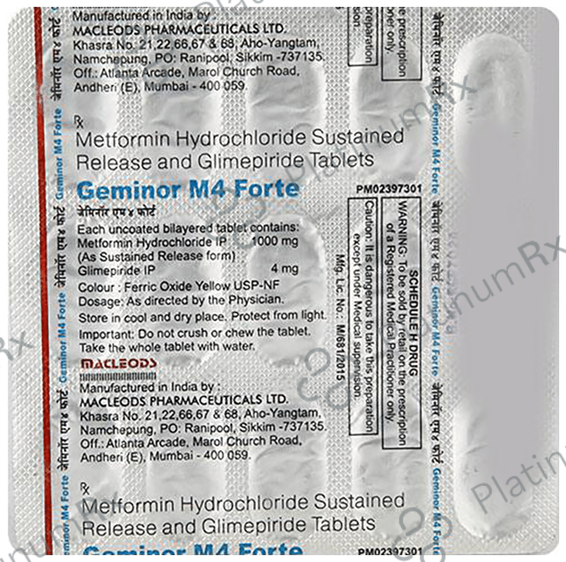 Glimestar M4 Forte 4/1000mg Tablet PR 10s