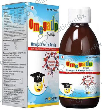 Proindia Healthcare Omegaup - With Omega 3 Fatty Acids, EPA, DHA, Vitamin A, D & E - Flavour Mixed Berry Syrup