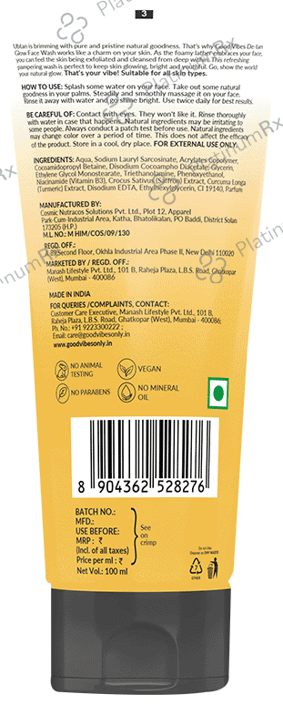 Good Vibes De-Tan Glow Face Wash Ubtan