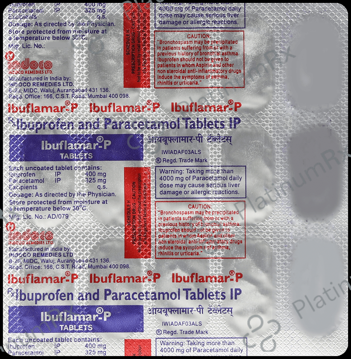 Ibuflamar-P 400mg/325mg Tablet