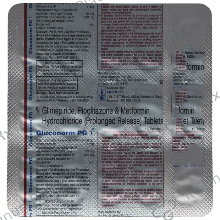 Gluconorm PG 1/500/15mg Tablet PR 15s