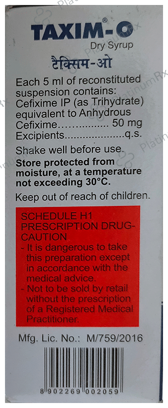 Taxim-O Dry Syrup Juicy Orange and Lemon 30 Oral Suspension