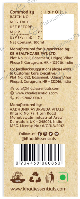 Khadi Essentials Red Onion Hair Oil 100 ml