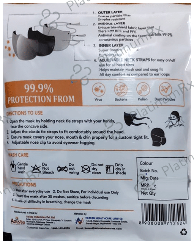 Defend99 Self Sanitizing 99% Filtration Reusable Mask