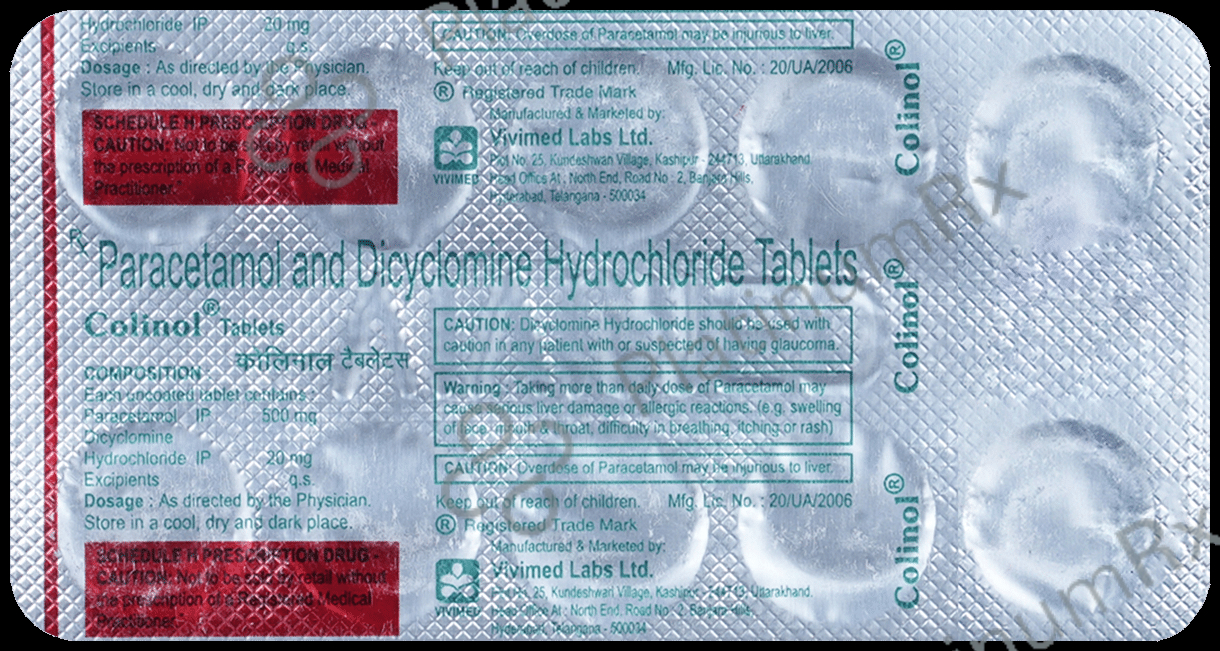 Colinol 20 mg/500 mg Tablet