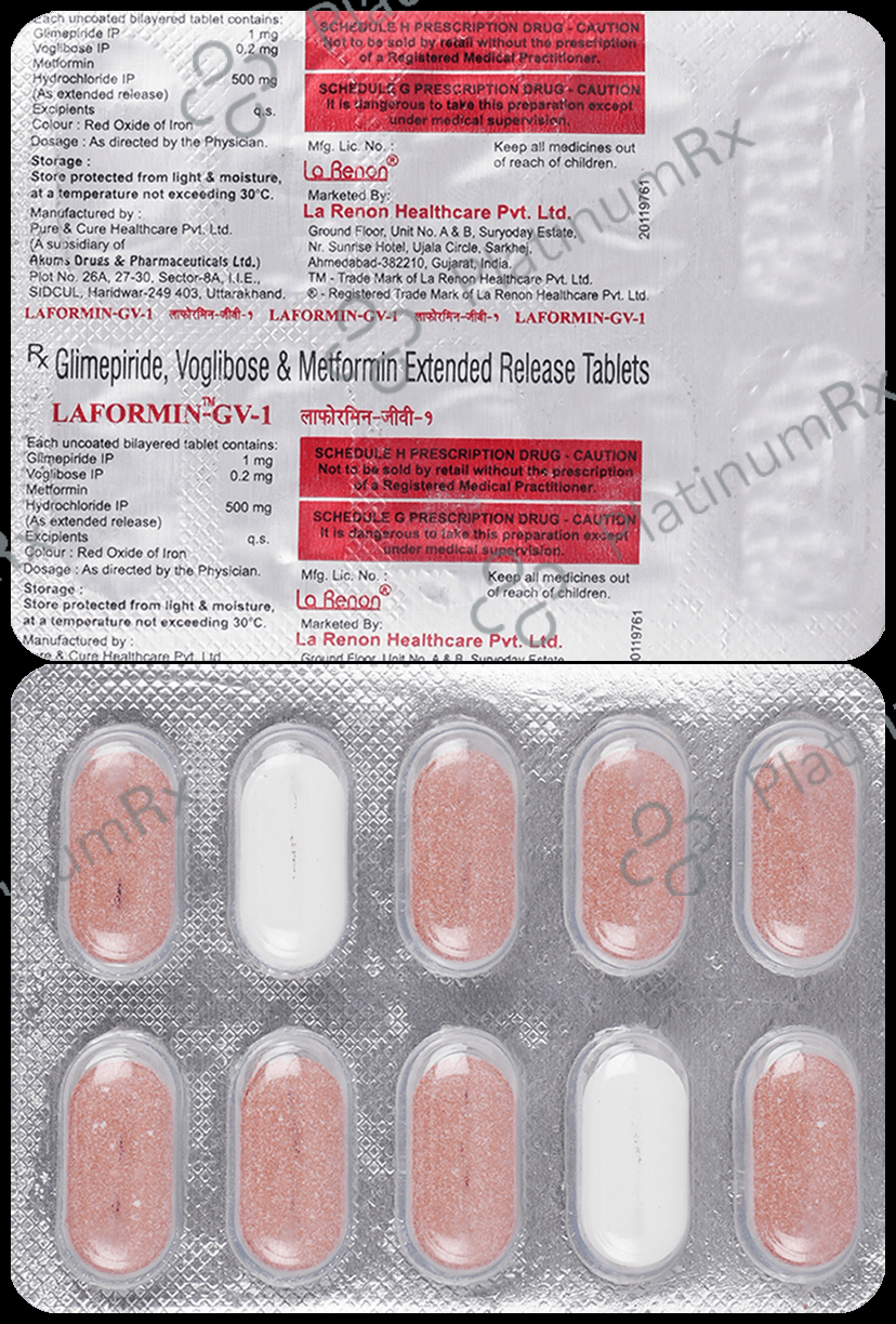 Laformin GV 1/500/0.2mg Tablet ER 10s