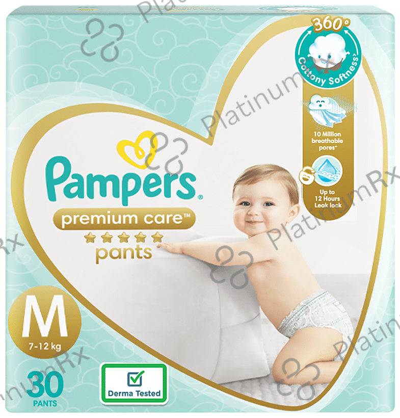 Pampers Premium Care Pants with Aloe Vera & Cotton-Like Softness - Size Medium 30 diapers