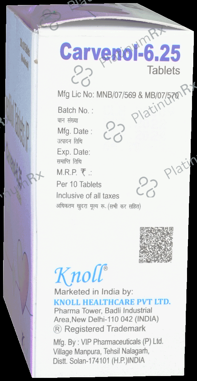 Carvenol 6.25mg Tablet 10s