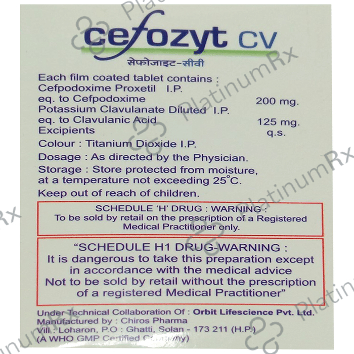 Cefozyt CV 200/125mg Tablet 10s