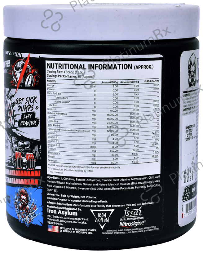 Pro Supps Hyde Max Pump Powder Blue Razz