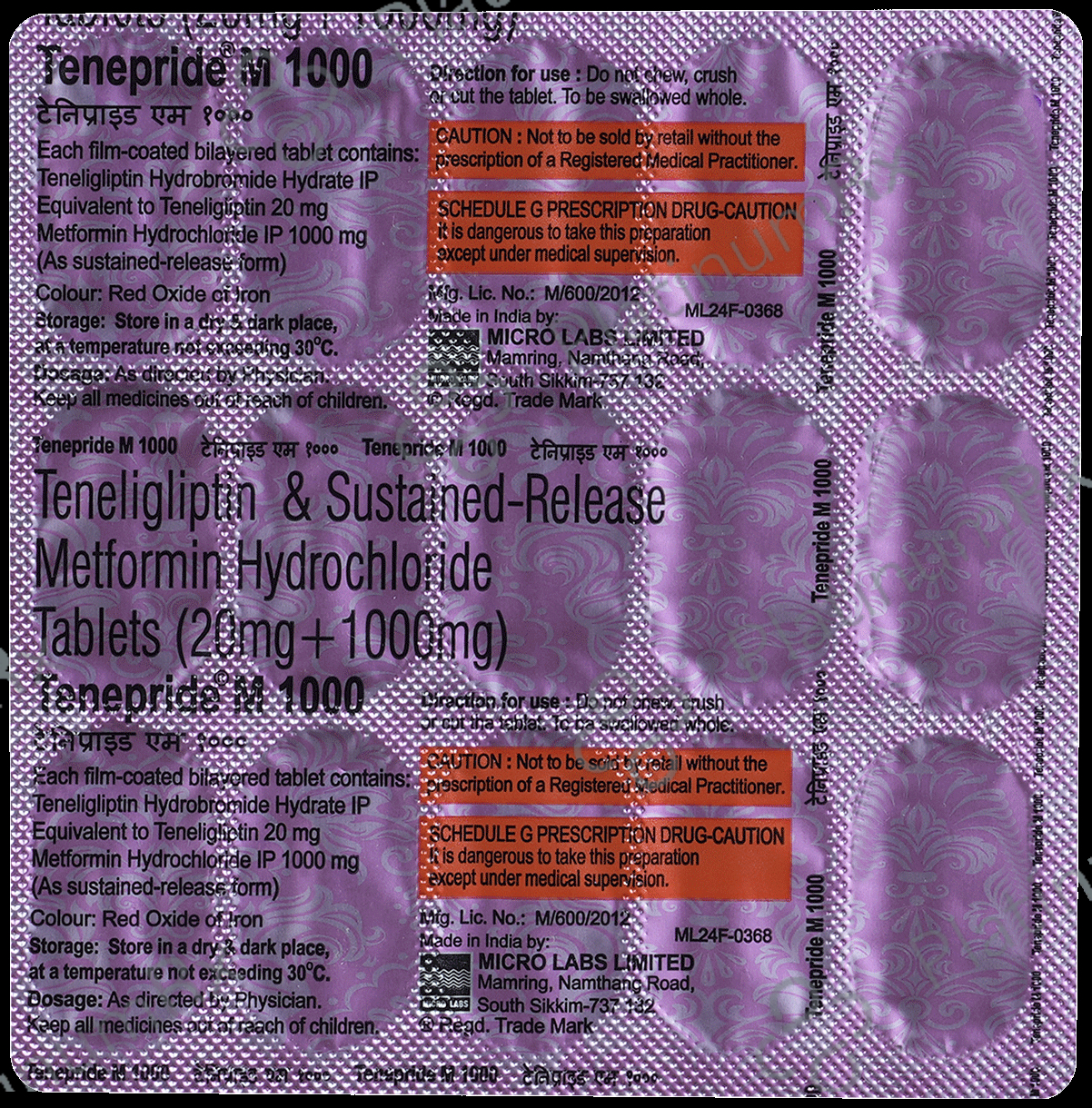 Tenepride M 1000 1000/20mg Tablet SR 15s