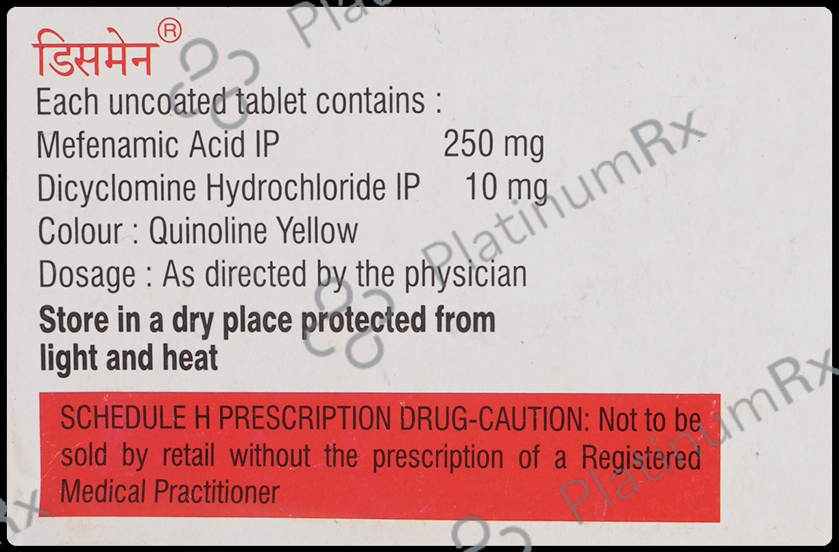 Dysmen 10/250mg Tablet 10s