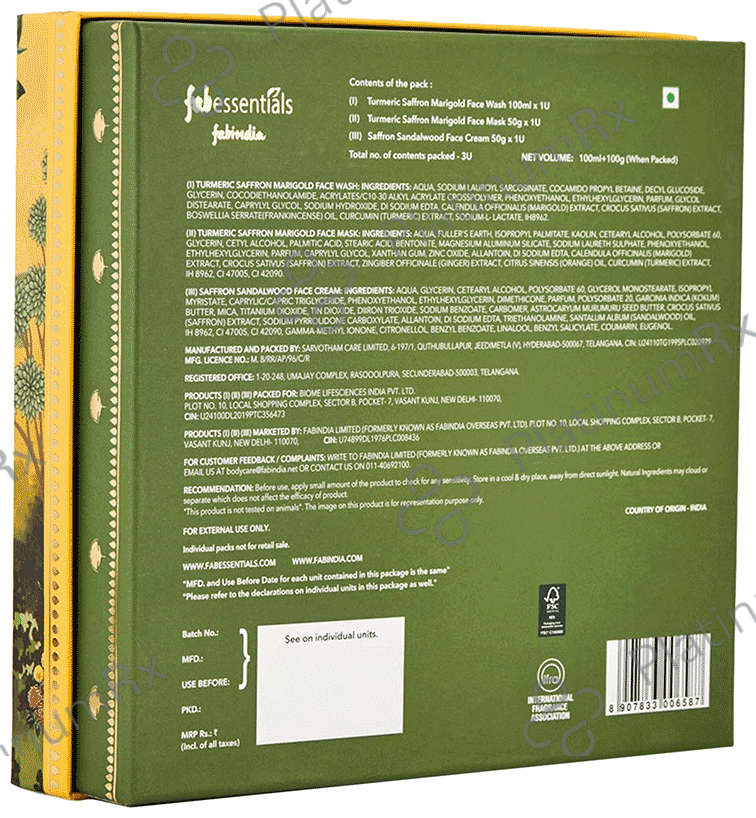 Fabessentials Turmeric Saffron Sandalwood Luminous Radiance Face Care Gift Set