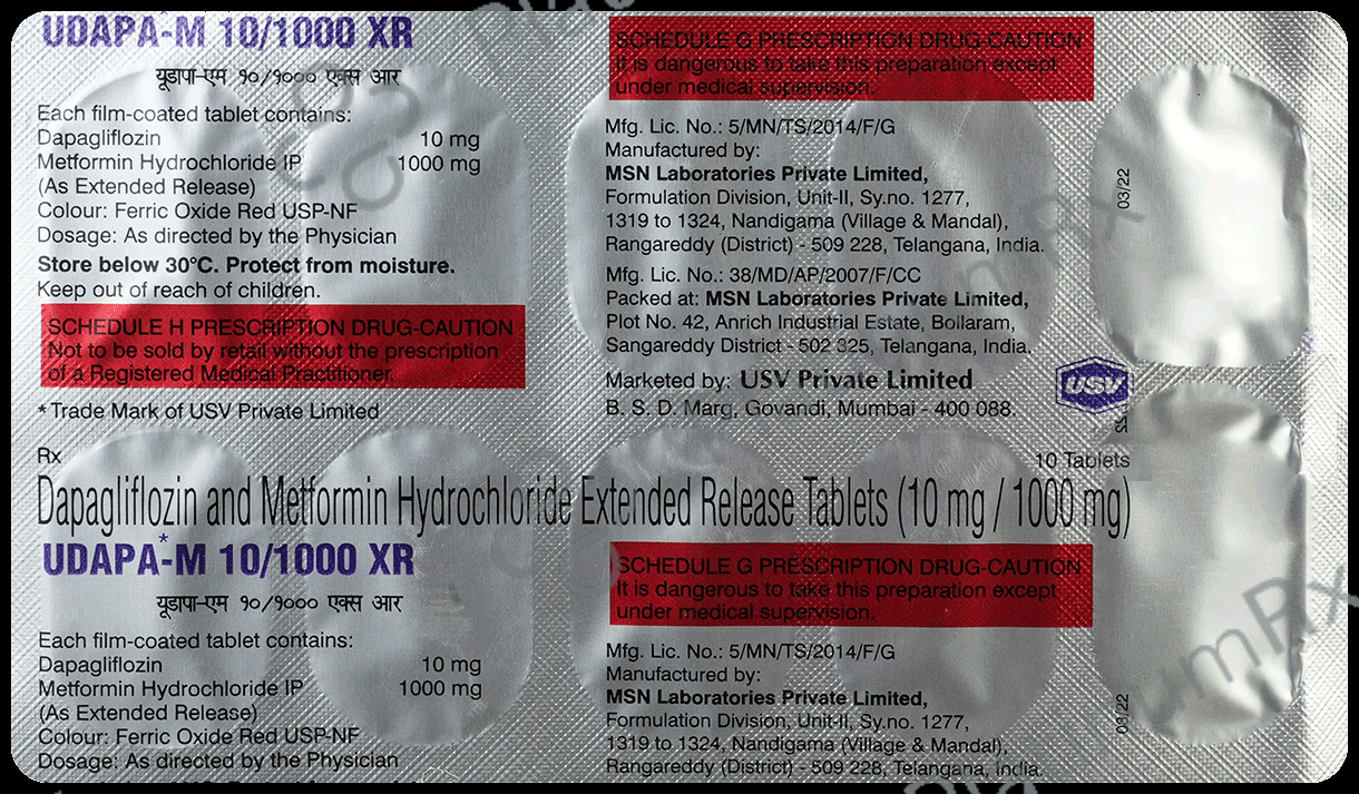Udapa M 10/1000mg Tablet 10s