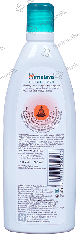 Himalaya Wellness Stress Relief Massage Oil (200ml Each) 2 bottles