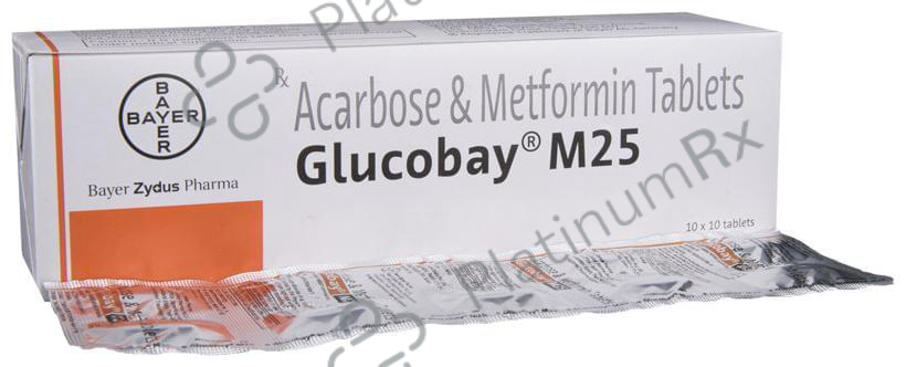 Glucobay M 25/500mg Tablet 10s