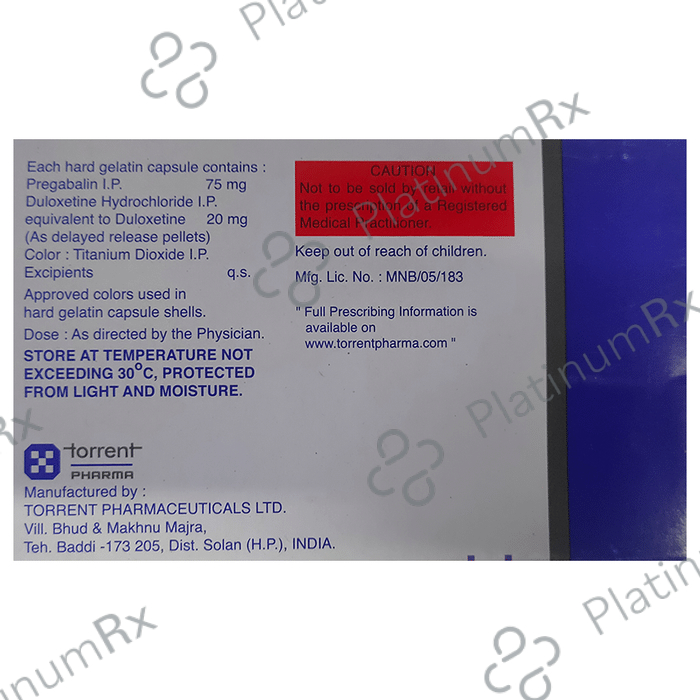 Pregaba D 75/20mg Capsule DR 10s