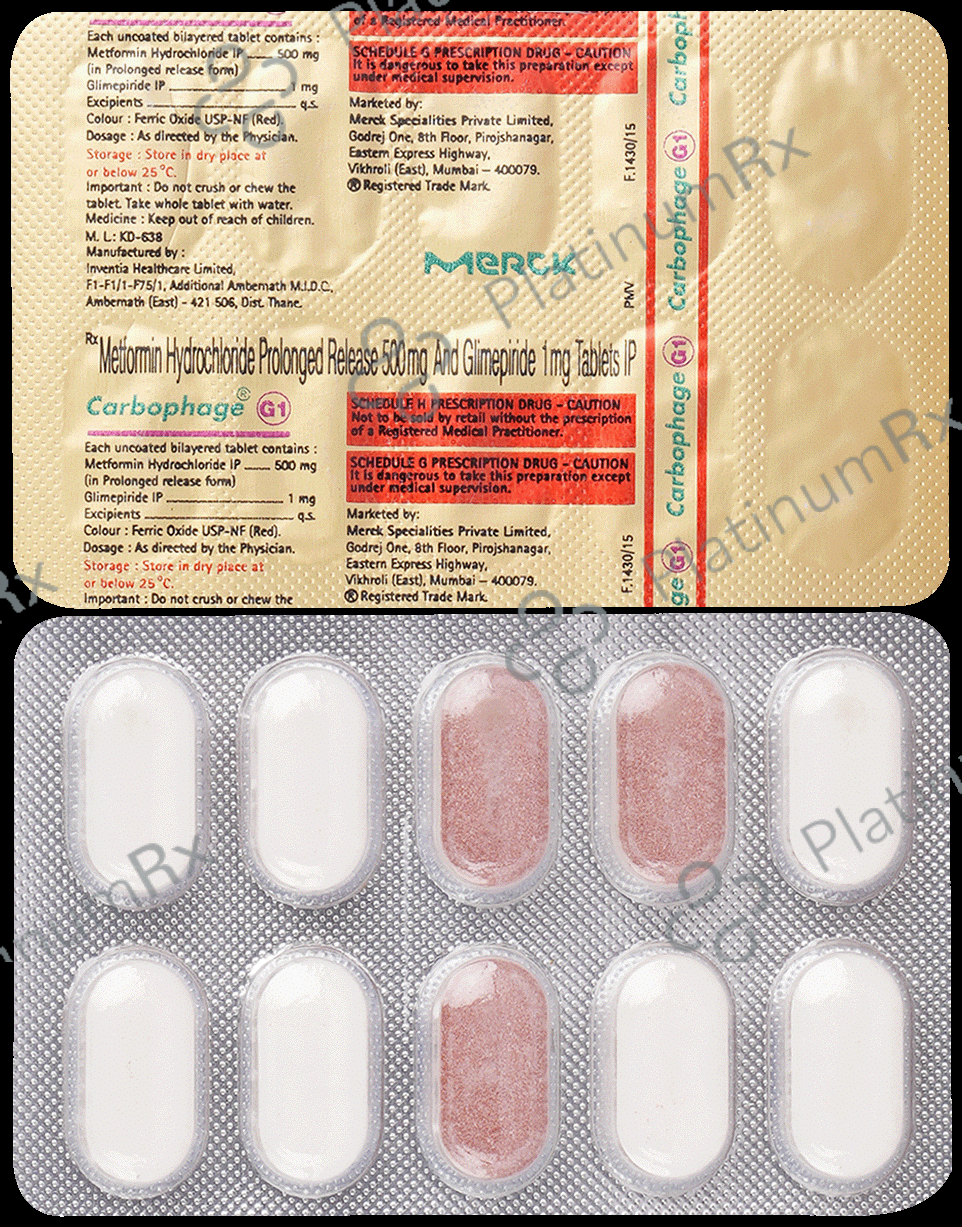 Carbophage G 1/500mg Tablet PR 10s