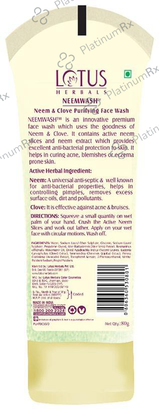 Lotus Herbals Neemwash Neem & Clove Face Wash 80 gm