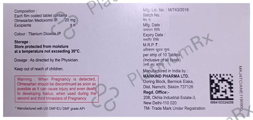 Olmetime 20mg Tablet 10s
