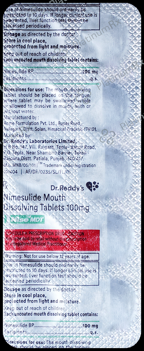 Nise MDT MD 100mg Tablet 10s