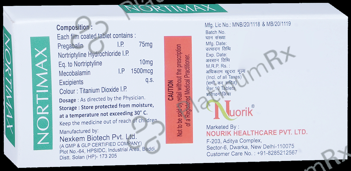 Nortimax 75mg/10mg/1500mcg Tablet