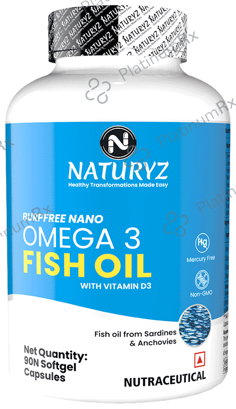 Naturyz Burpfree Nano Omega 3 Fish Oil with Vitamin D3 Softgel Capsule 90 capsules