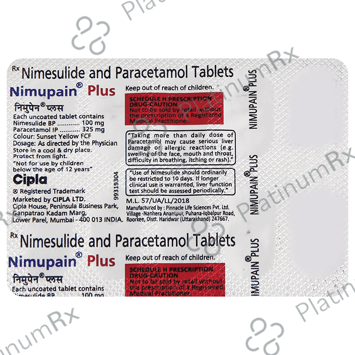 Nimupain Plus 100/325mg Tab 10s