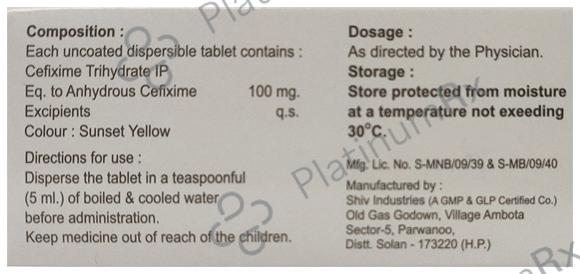Cefic 100 Tablet DT
