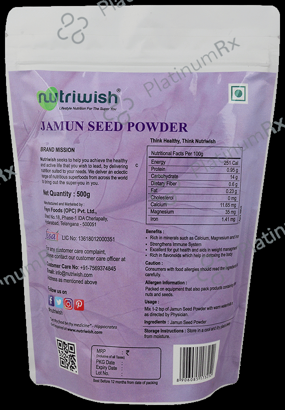 Nutriwish Jamun Seed Powder 500 gm