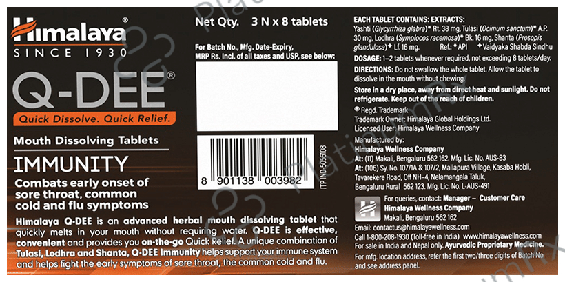 Himalaya Q-Dee Immunity Mouth Dissolving Tablet (8 Each)