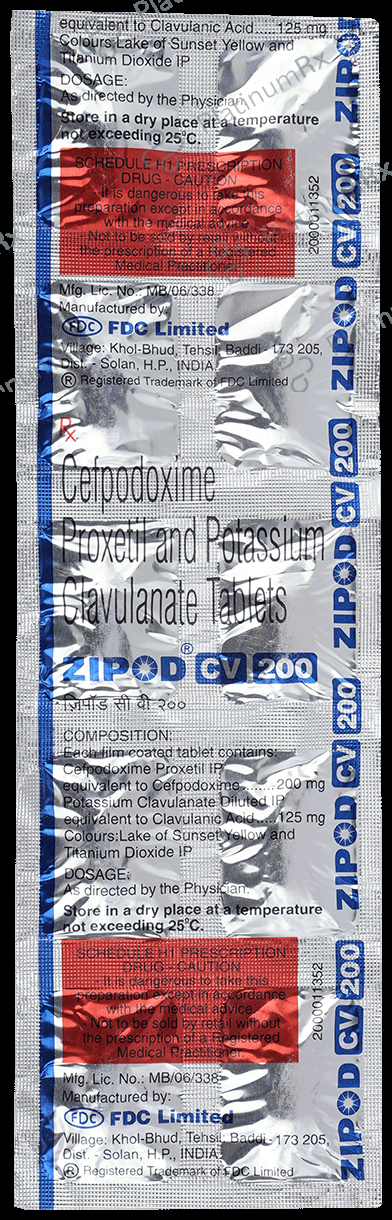 Zipod CV 200/125mg Tablet 10s