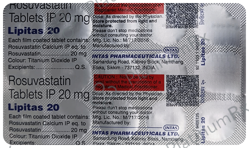 Lipitas 20mg Tablet 15s