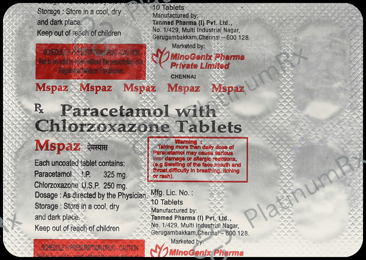 Mspaz 325mg/250mg Tablet